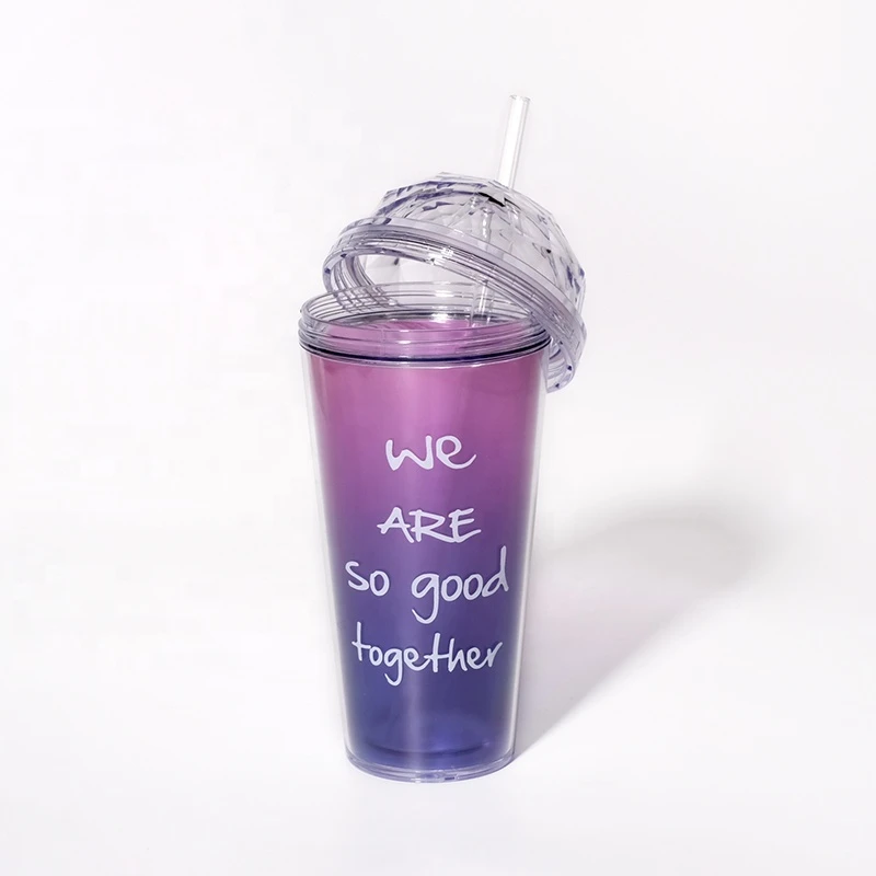 Girlwill Diamond lid gradient double layer cup customized logo supports OEM/ODM coffee cup wholesale