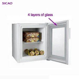 Glass Door Display Electric Continuous Small Countertop Portable Popsicle 40L Mini Deep Ice Cream Freezer Refrigerated Showcase