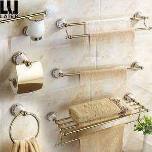 Gold plated cheap accessory set for bathroom fittings name custom luxury bath hardware suite