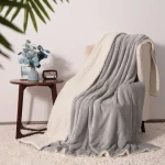 Grey Sherpa Blanket, Super Soft Fuzzy Flannel Fleece/Wool Like Reversible Velvet Plush Blanket Thick Warm Blanket for Winter