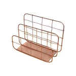 Guangxi Factory Direct Sale  3 Compartments Rose Gold  Metal  Wire Office Desk Organizer Storage Basket File & Letter Holder