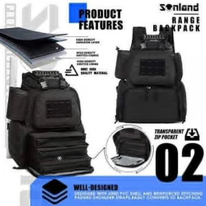 Gun Range Bag for Handguns Tactical Backpack with 3-pistol Case