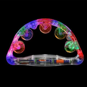 Handheld Light Up Musical Tambourines Flashing Tambourine LED Tambourine For Bar Festival Celebrate Shaking Sensory Toy