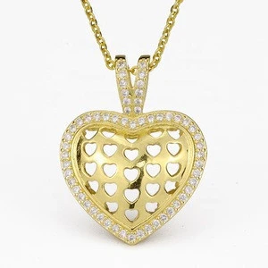Heart Shape Smooth Surface Pendant Necklace Stud Earrings Jewelry Set Gift