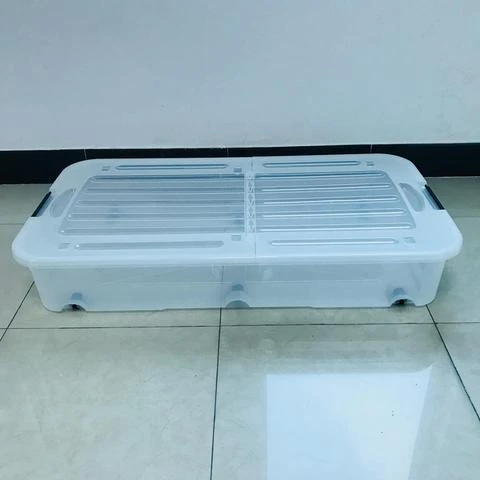 Heavy duty 80L Transparent Plastic Box Underbed Storage container With Foldable Lid