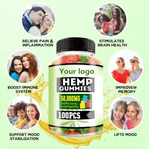 Hemp Gummies Premium 50000mg Organic Hemp Extract Infused Natural Hemp Candy  Promotes Sleep and Calm Mood