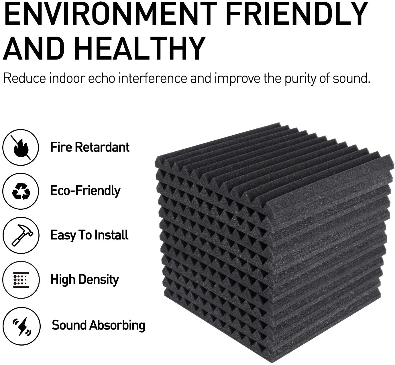 High Density Fireproof Wedges Absorbing Acoustic Sound Panel Recording Studio Soundproof Acoustic Foam