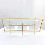 High Density Iron Golden Plated Office Decor Double Sided Glass Stereo Craft Metal Photo Frame