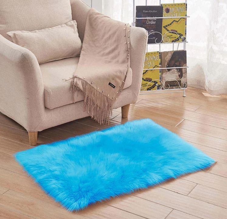 High quality bedroom decoration artificial fluffy faux fur area rug