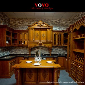 High Quality Classical Style Solid Cherry Wood Kitchen Cabinet