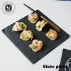 High Quality DDP Square Flat Black Sushi Slate Stone Plate
