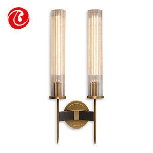 High Quality Decoration Indoor Vintage Fancy Copper Glass Tube Wall Lamp