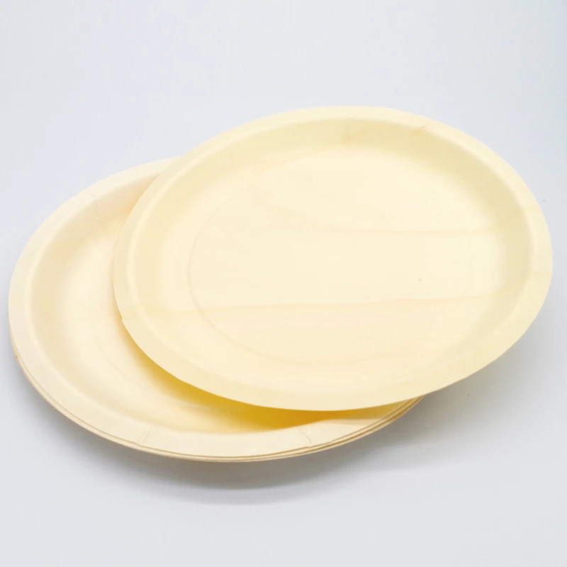 High quality disposable natural birch wooden round square plates