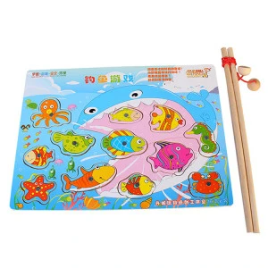 High Quality Educational Wooden Jigsaw Magnetic Toys Magnetic Fishing Puzzle For Kids