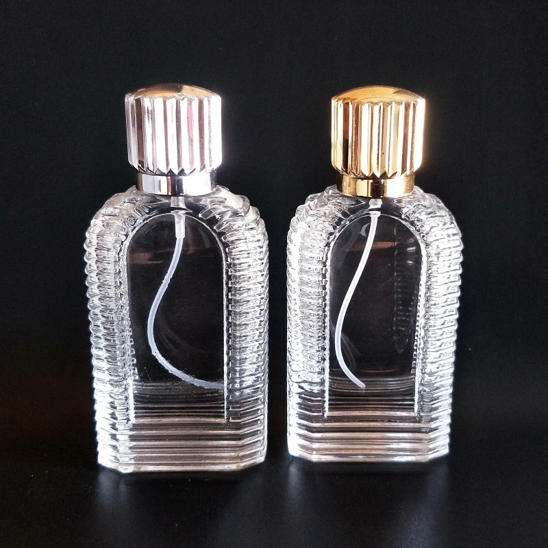 High quality empty 60ml clear thick unique crimp perfume bottle glass perfume bottles