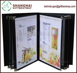High quality factory price Black A4 10pages menu cover for restauarnt, menu book, creative menu holders