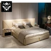 High Quality Villa Customize Big Headboard Upholstered Bed Set Luxury King Size Double Bed Frame Bedroom Set