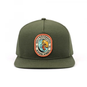 High Quality Wholesale Custom Cheap Adult 5 Panel Cool Flat Brim  Army Green  Grid Woven Patch Snapback Caps Sport Caps