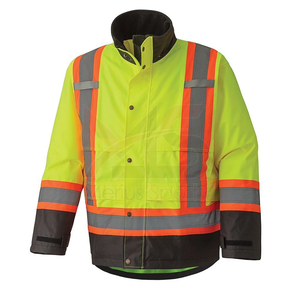 High Visibility Reflective Safety Work Jacket Multi Pockets Reflective Strips Workwear Security Clothing