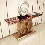 Home Furniture hallway side table Stainless Steel metal Frame real Marble Console Table household modern luxury