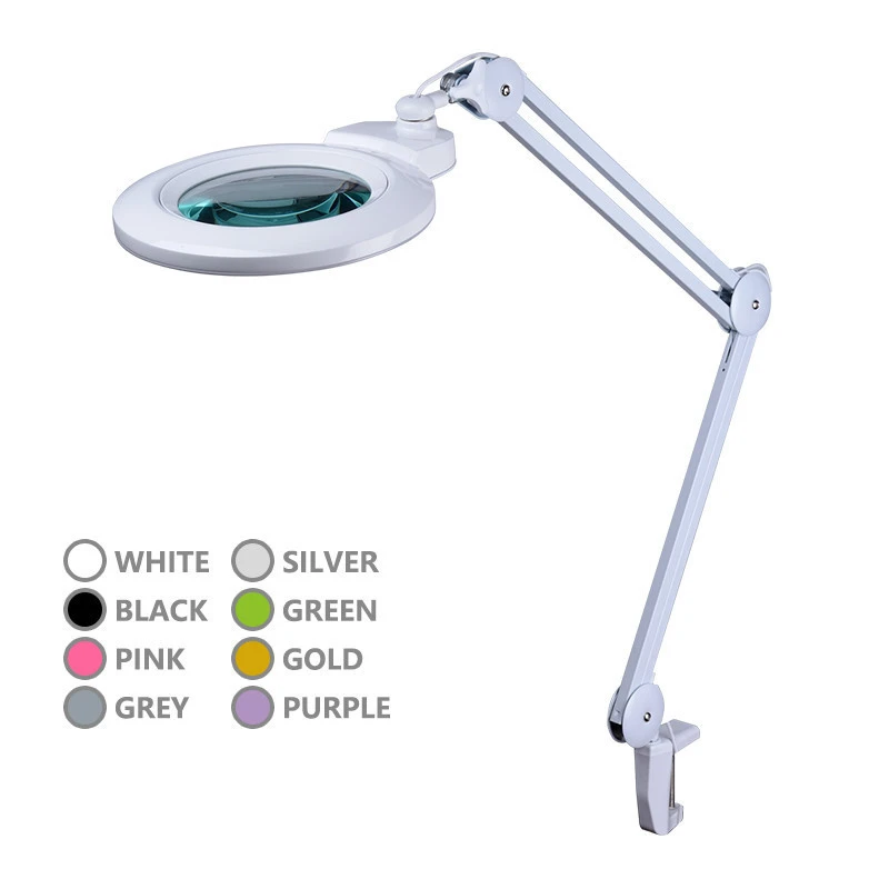 Hot cakes 5 steps dimming beauty device desk clamp changeable glass lens magnifying LED lamp