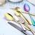 Import hot sale 410 stainless steel colored 4pcs cutlery set rainbow plated colorized black gold knife fork flatware from China