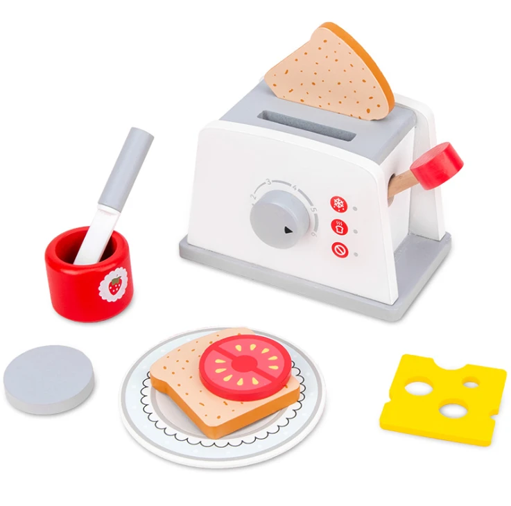 Hot sale new item role playing toys wooden bread maker wooden Bread machine toys Simulation toaster toys for kids