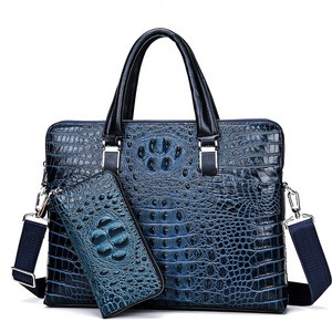 Hot Sale new style OEM dropshipping crocodile print  Men Bag Leather Handbag  Briefcase messenger Bag