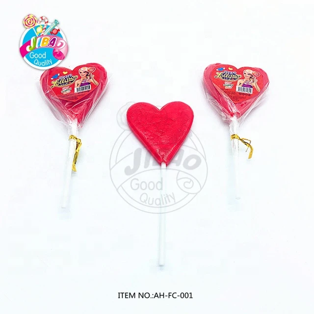 hot sale Valentines Day hard candy sweet fruit flavor big heart shape lollipop candy
