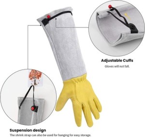 Hot sale women Mens leather gloves gauntlet puncture thron poof gardening work leather winter gloves
