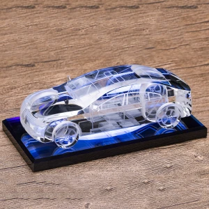 Hot Selling Creative Practical Custom Crystal Car Model Ornament 3D Laser Engraved Crystal Perfume Bottle Gifts Craft