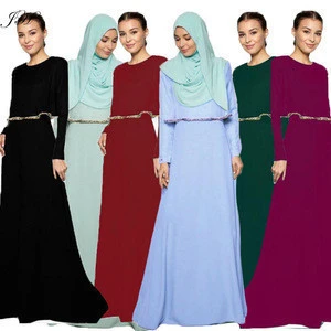 Hot selling Fashion False two pieces Maxi muslim women party dress Turkish style Long Sleeve Islamic Clothing Dubai Abaya