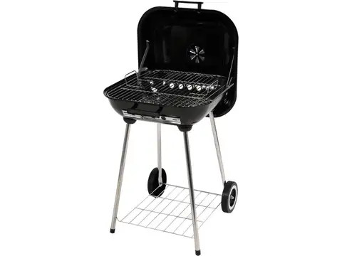 Hot selling outdoor 18 22 inch Hamburger Shape Trolley Folding charcoal portable mobile bbq grill for camping