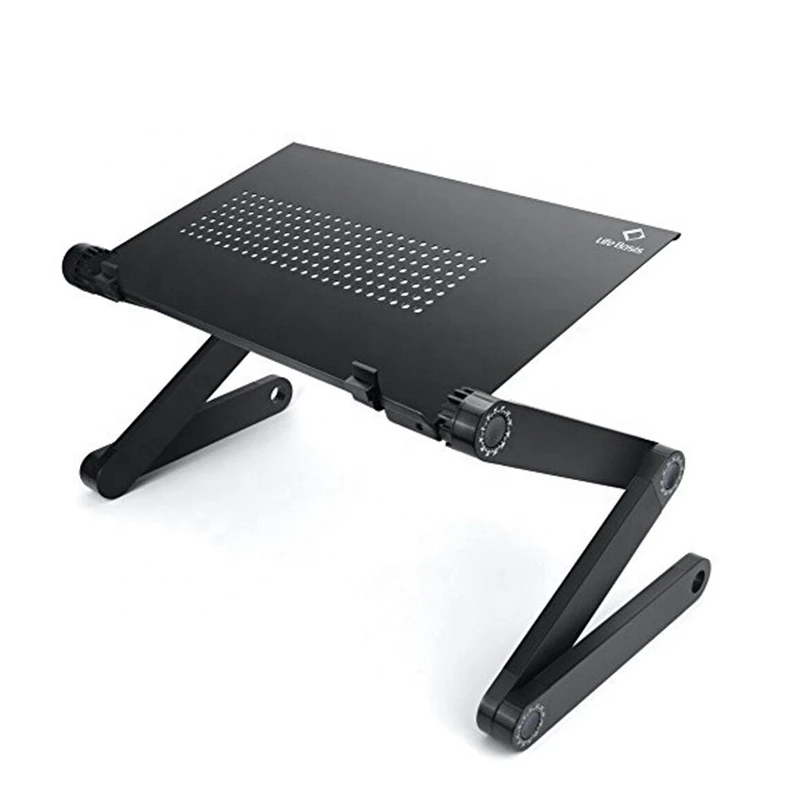 hot selling Portable Adjustable Folding Aluminum Stand Lap Laptop Desk/Stand/Table with Cooling Fan and Mouse Pad