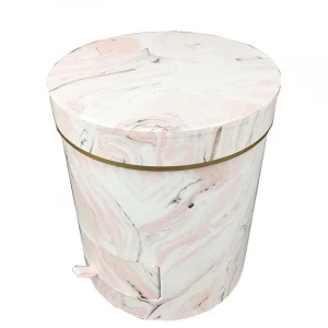 Hot stamping luxury marble round rose  flower box with drawer for gift wholesale