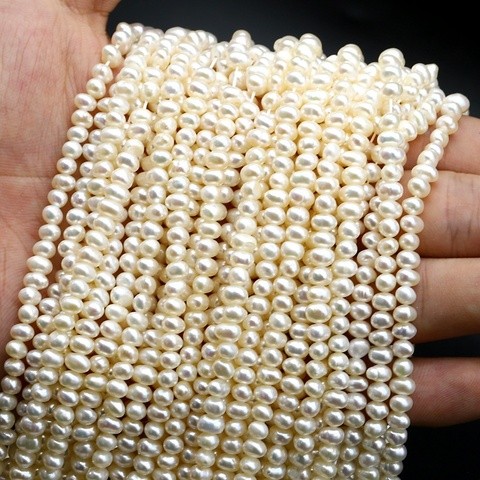 Buy Hot White Cultured Natural Real Freshwater Pearl 3mm Strand String ...