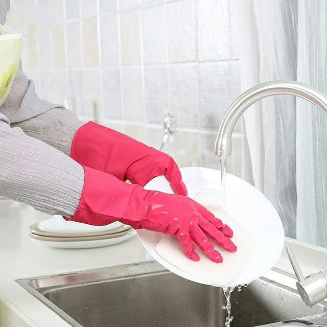 Household cleaning latex gloves silicone dishwashing gloves kitchen rubber gloves