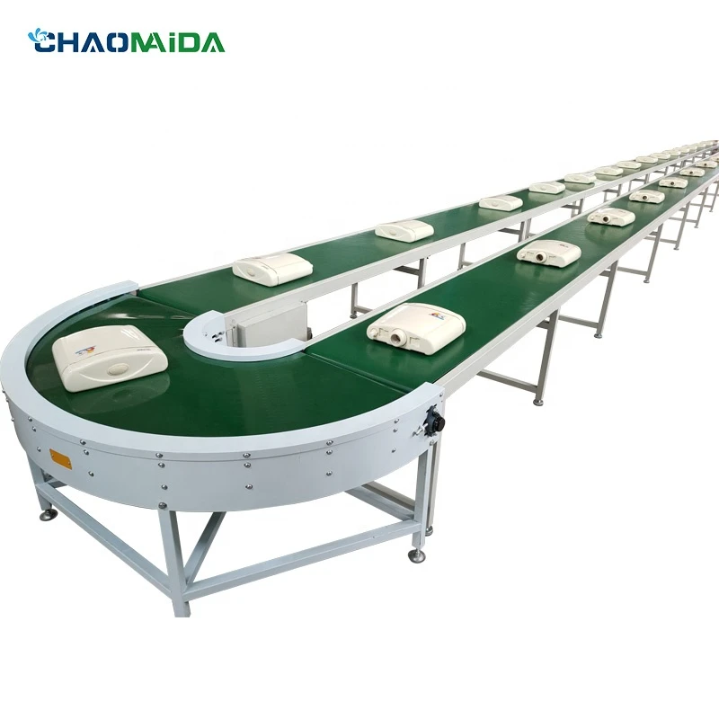 industrial PVC Belt line conveyor assembly line circular reversible automatic system manufacturer
