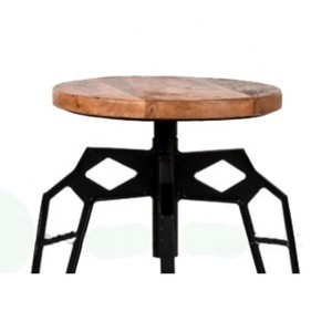 Industrial rotating Crank stylish classic Black Iron adjustable round Bar stool Kitchen Counter Stools
