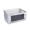 Inside and OutsidePainting Rectangular Storage Box Wooden Crate with Blackboard