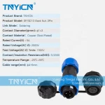 IP68 Threaded plastic Panel Mount SP SD13 Back Nut 3 Pin M13 Male Female Power Plug Circular Waterproof Connector