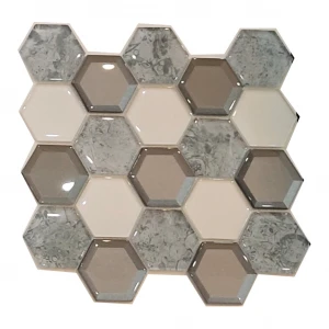 Irregular Ceramic mosaic Tile, Crystal Mosaic Tiles,Hexgaon Glass Mosaic Tile