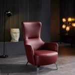 Italian modern designs single leisure high back metal leg red leather accent living room sofa chairs