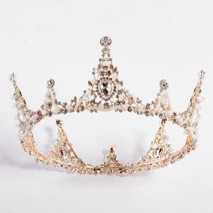 JCG085 European Handicraft Queen Baroque Bride Hair tiaras Ornaments Party crown with diamond and pearl