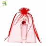 Jewelry Wedding Party Gift Packaging Custom Red Organza Drawstring Bag