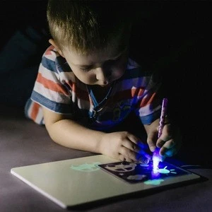 JSK-FA4 Fluorescent Luminous Board Toy Draw with Light-fun and Developing Toy In Dark Children Kids Funny Toy Big Pack 1Pen  Set