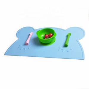 Kids table silicone easy to clean kitchen silicone suction plate and spoon set