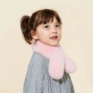 Kids Winter Scarf Cute Soft Cross Tie Fluffy Scarf fleece scarf Solid Color Neck Warmer for Girls Boys