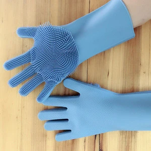 kitchen rubber gloves for cleaning dish washing scrubber heat resistant gloves silicone dish scrubber