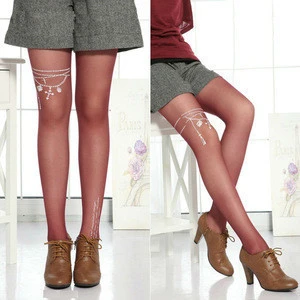 Ladies Super Stylish Printing Tattoo Pattern Pantyhose tights leggings hosiery